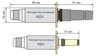 Габариты фотодатчика ФДА Габаритные размеры фотодатчика активного типа ФДА